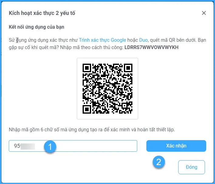 Nhập mã kích hoạt và nhấn Xác nhận