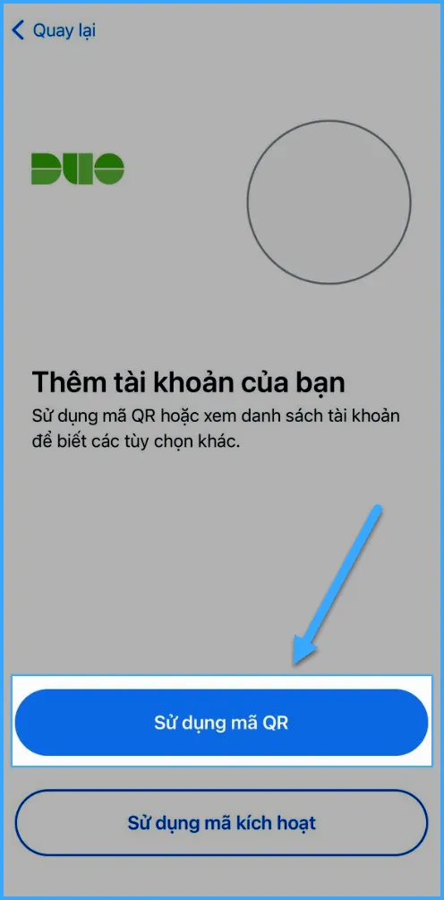Nhấn Sử dụng mã QR