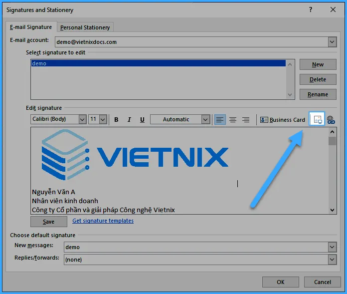 Chèn thêm logo, hình ảnh vào chữ ký