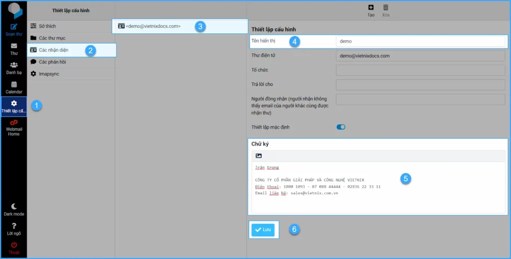 tạo chữ ký trong RoundCube