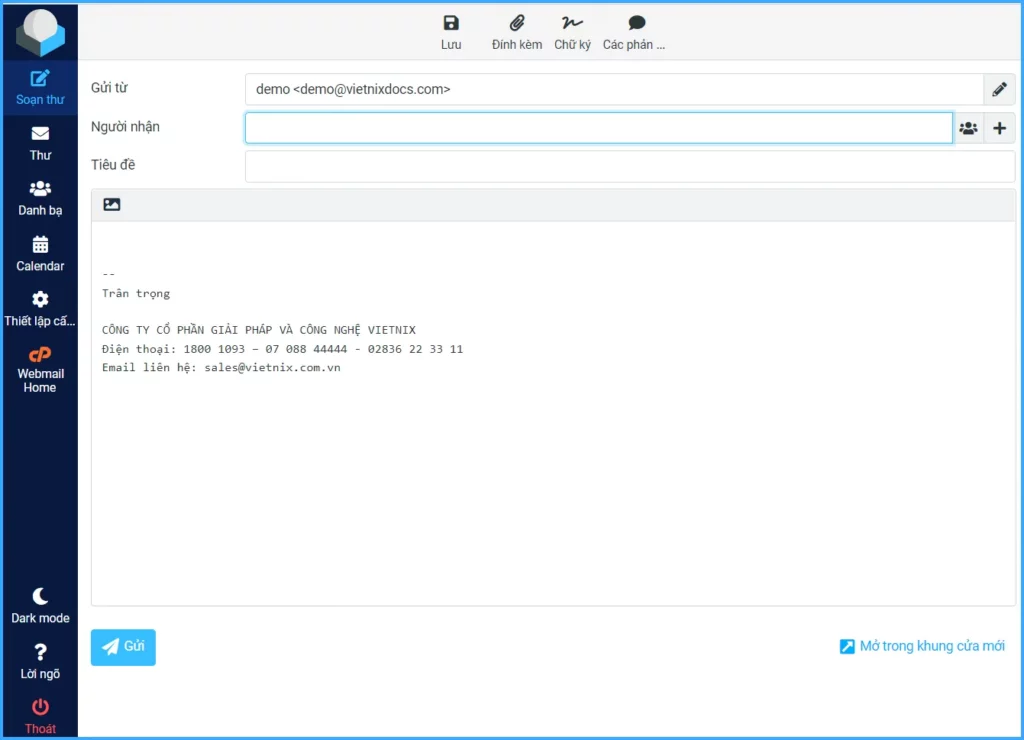 tạo chữ ký trong RoundCube