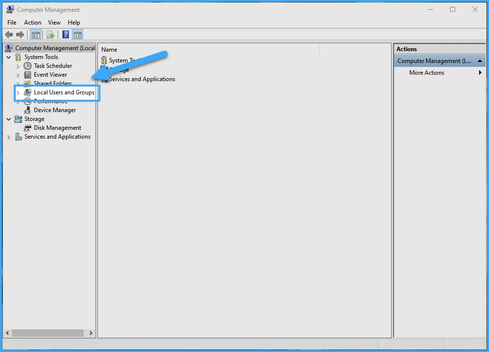 Chọn Local Users and Groups