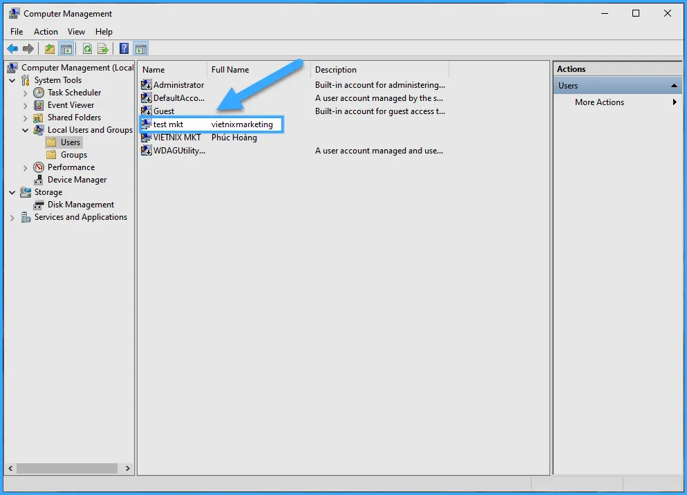 Hình ảnh khi người dùng tạo mới thành công