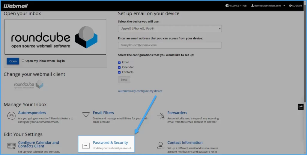 Chọn Password & Security