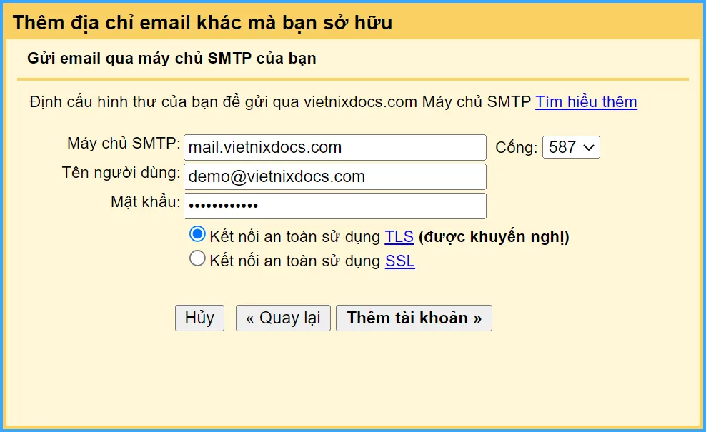 thêm địa chỉ email khác
