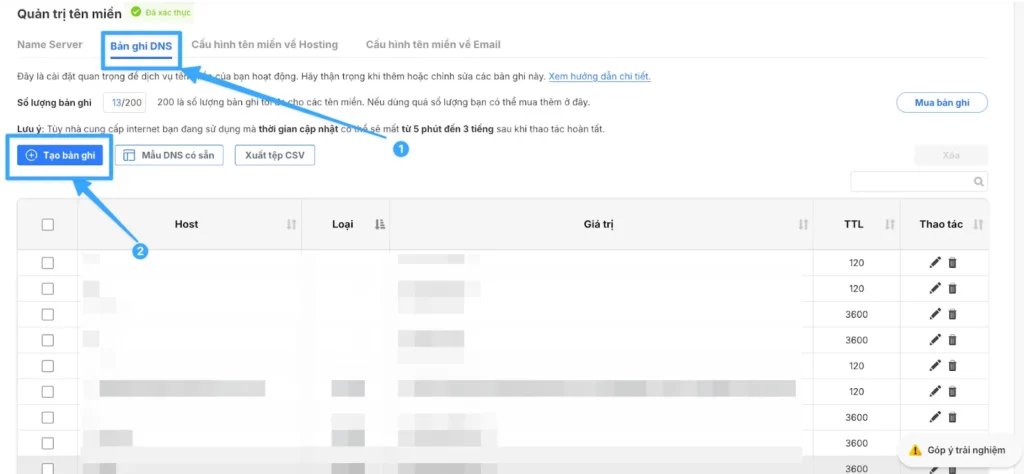 Tạo bản ghi mới