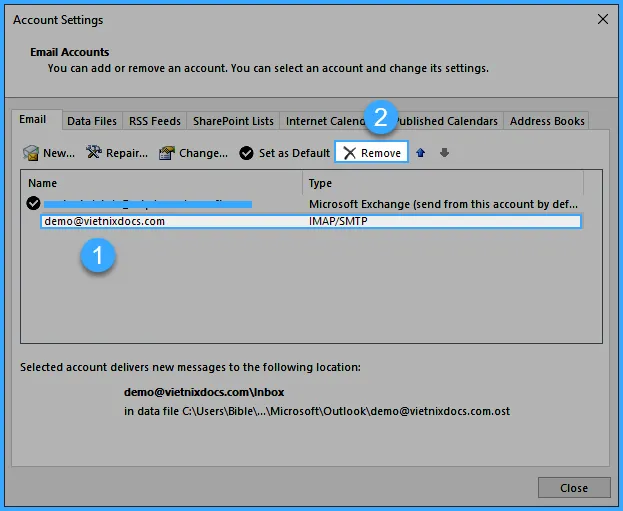 Remove email khỏi Outlook