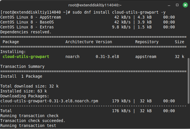 Cài đặt công cụ growpart
