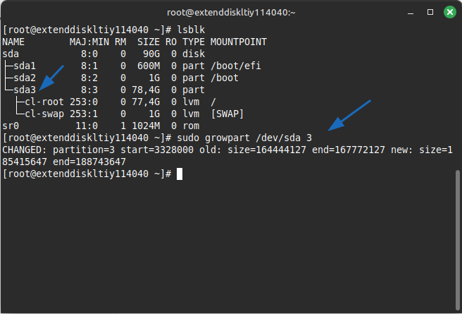 Mở rộng phân vùng cuối cùng