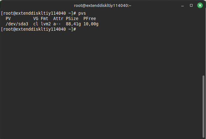 Physical Volume sau khi mở rộng