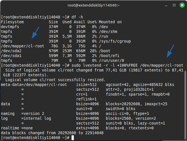 Mở rộng Logical Volume