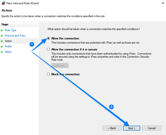 Cho phép kết nối