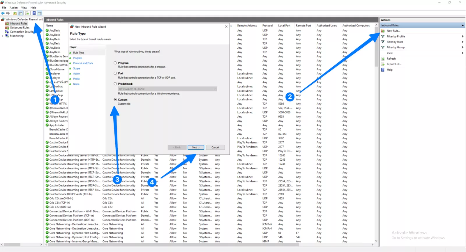 Tạo một quy tắc chặn IP mới (Inbound Rule)
