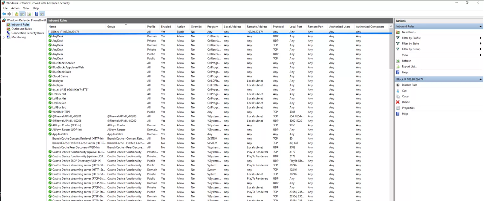 Kiểm tra lại quy tắc vừa tạo
