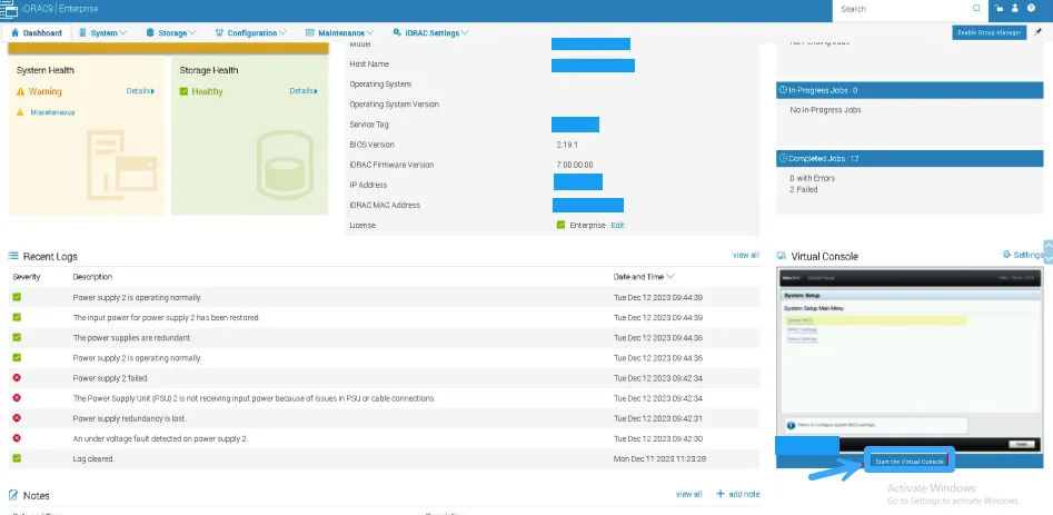 Nhấn Start Virtual Console để bắt đầu điều khiển 