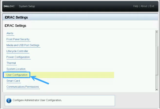 Chọn mục User Configuration