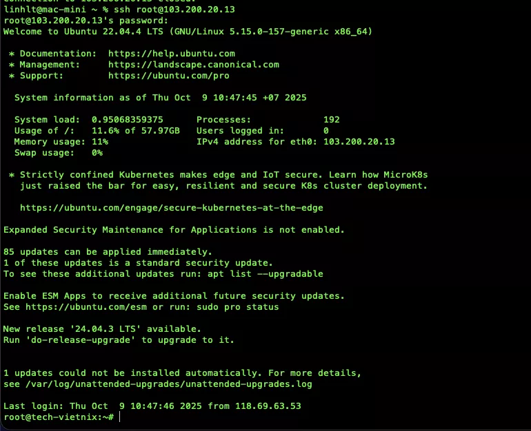 Đăng nhập vào VPS qua SSH
