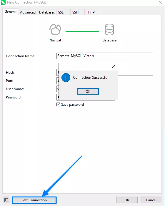 Thông báo Connection Successful
