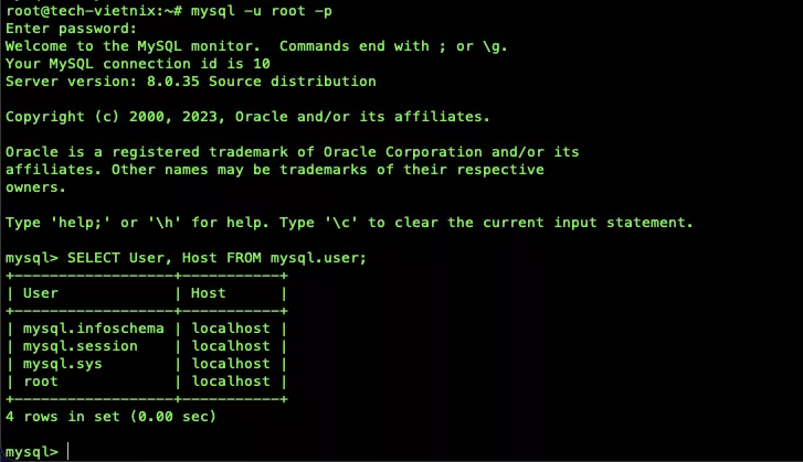Kiểm tra danh sách người dùng hiện có