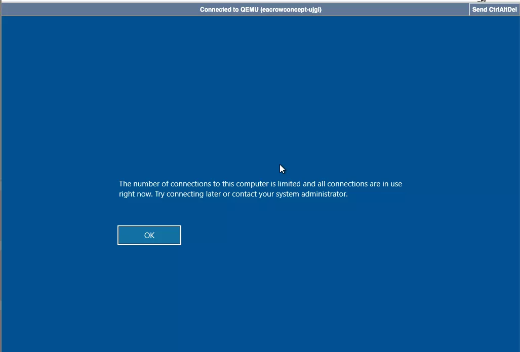 Lỗi The number of connections to this computer is limited and all connections are in use right now