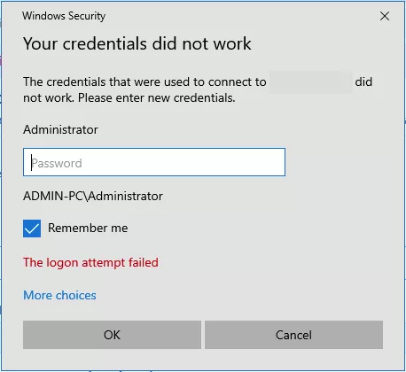 Lỗi The logon attempt failed