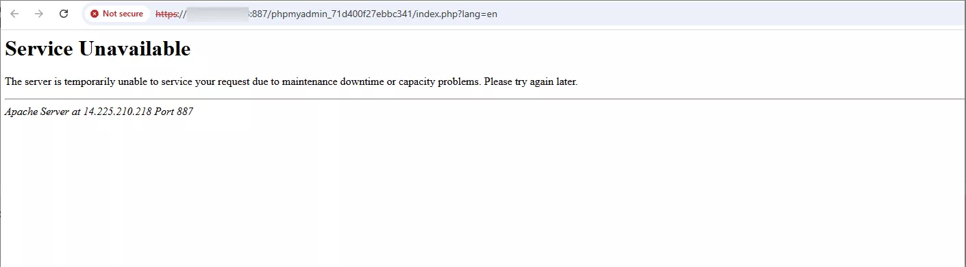 Lỗi khi truy cập phpMyAdmin qua aaPanel. 