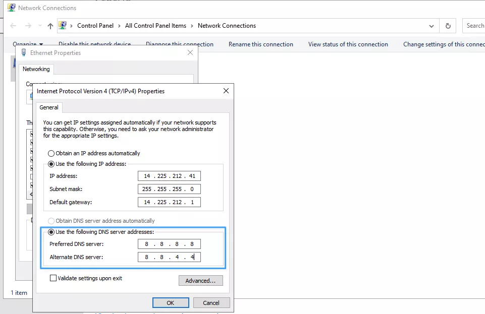 Đổi DNS Server thủ công 