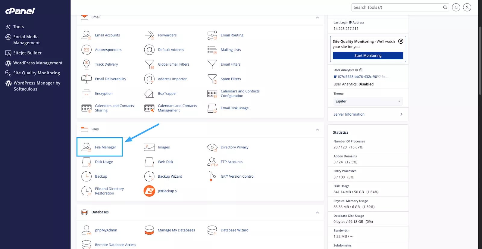 Truy cập File Manager