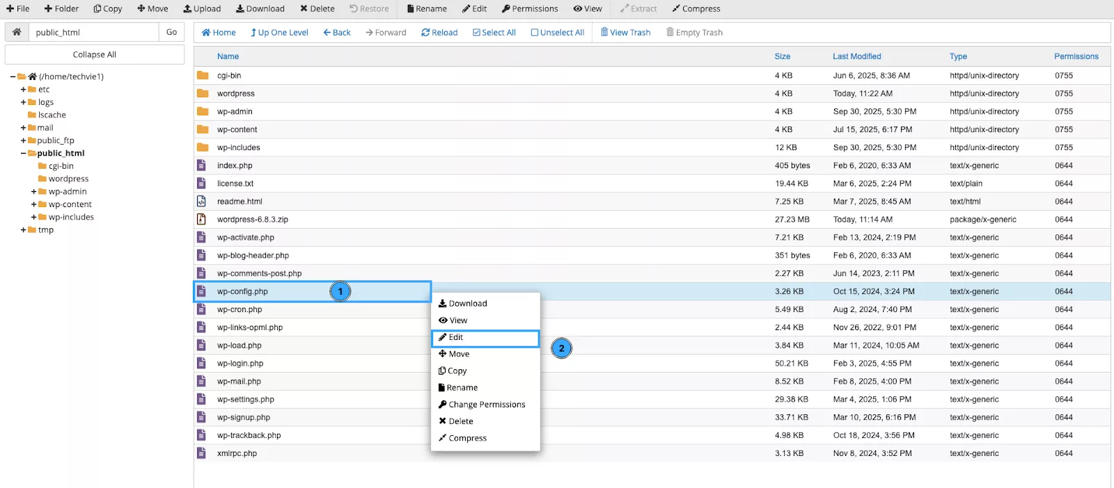 Edit file cấu hình của website