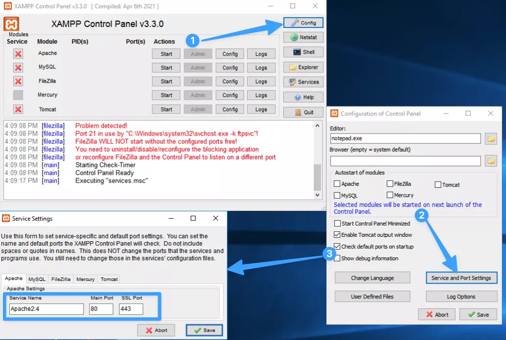 Kiểm tra Port trên XAMPP  