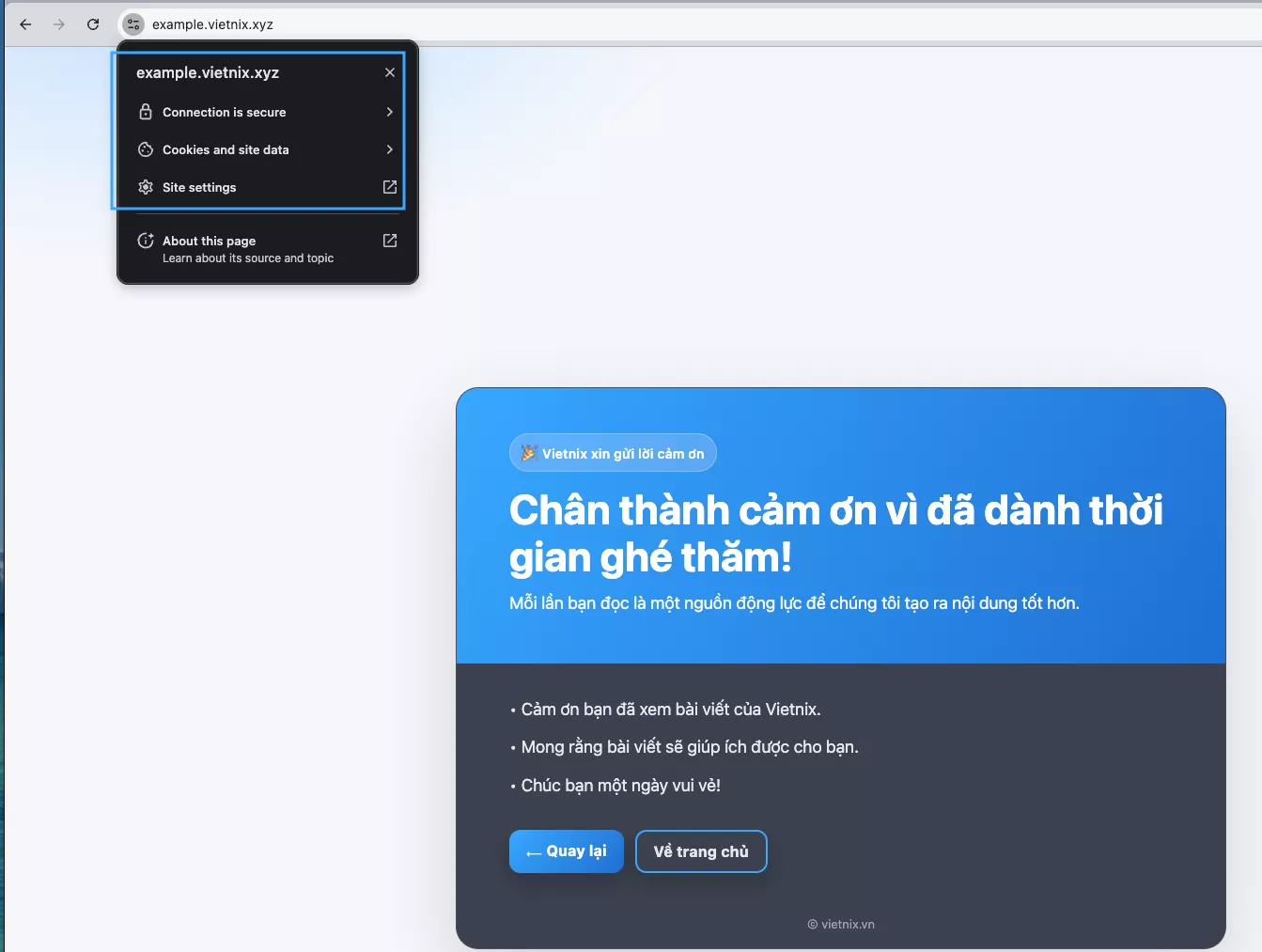 Cài đặt thành công Zero SSL trên Nginx