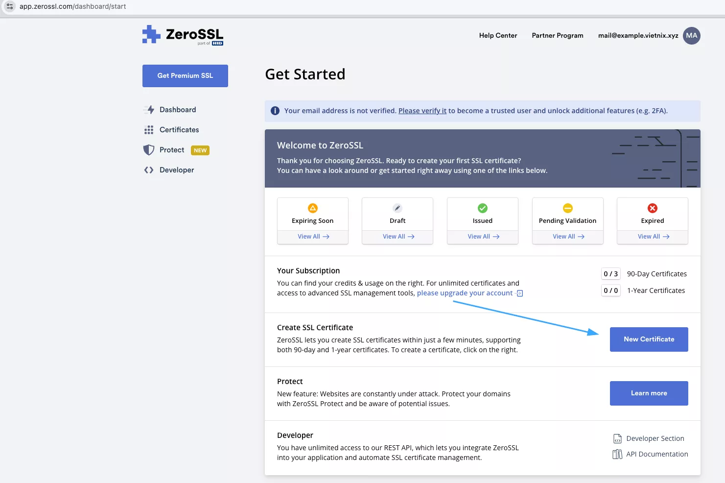 Tại giao diện này bạn điền domain và subdomain