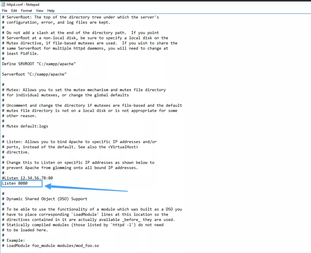 Sửa config port 80  