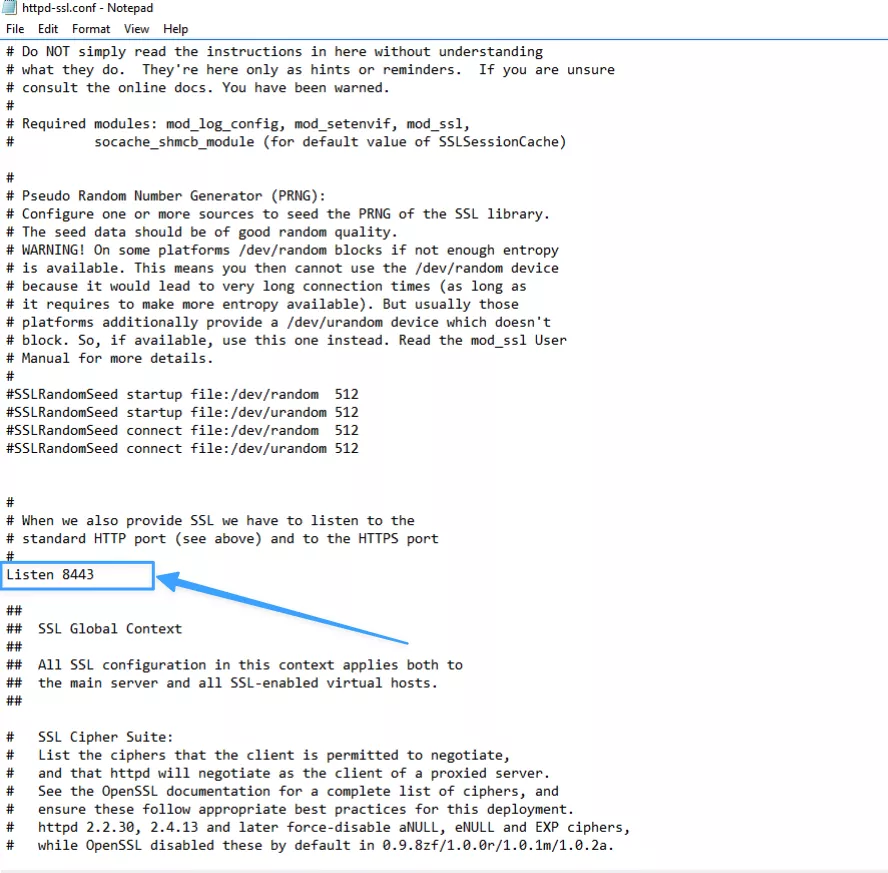Sửa config port 443  
