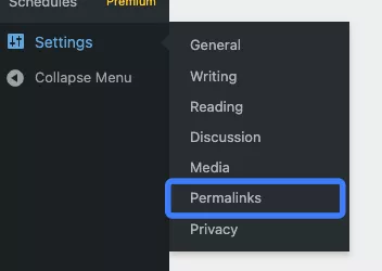 Truy cập vào Permalinks 