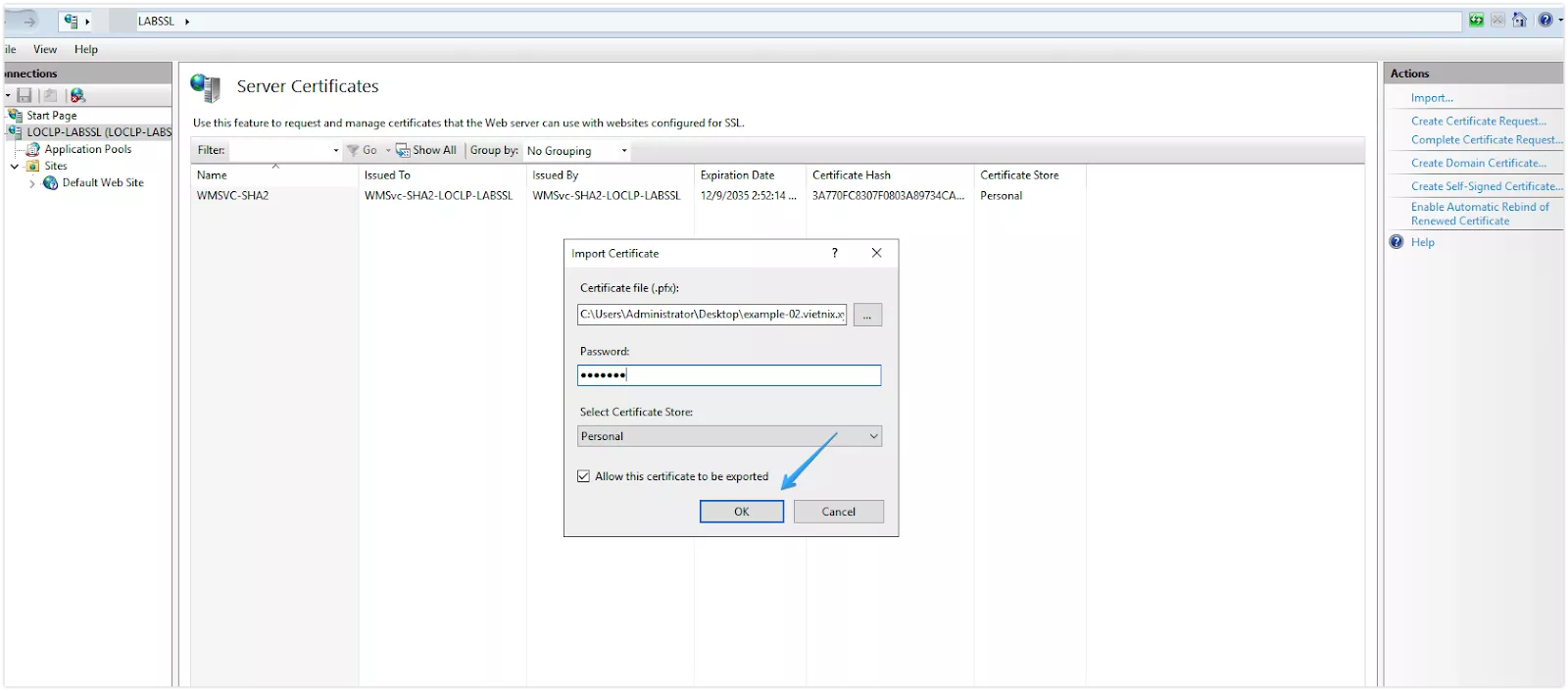Nhập mật khẩu PFX