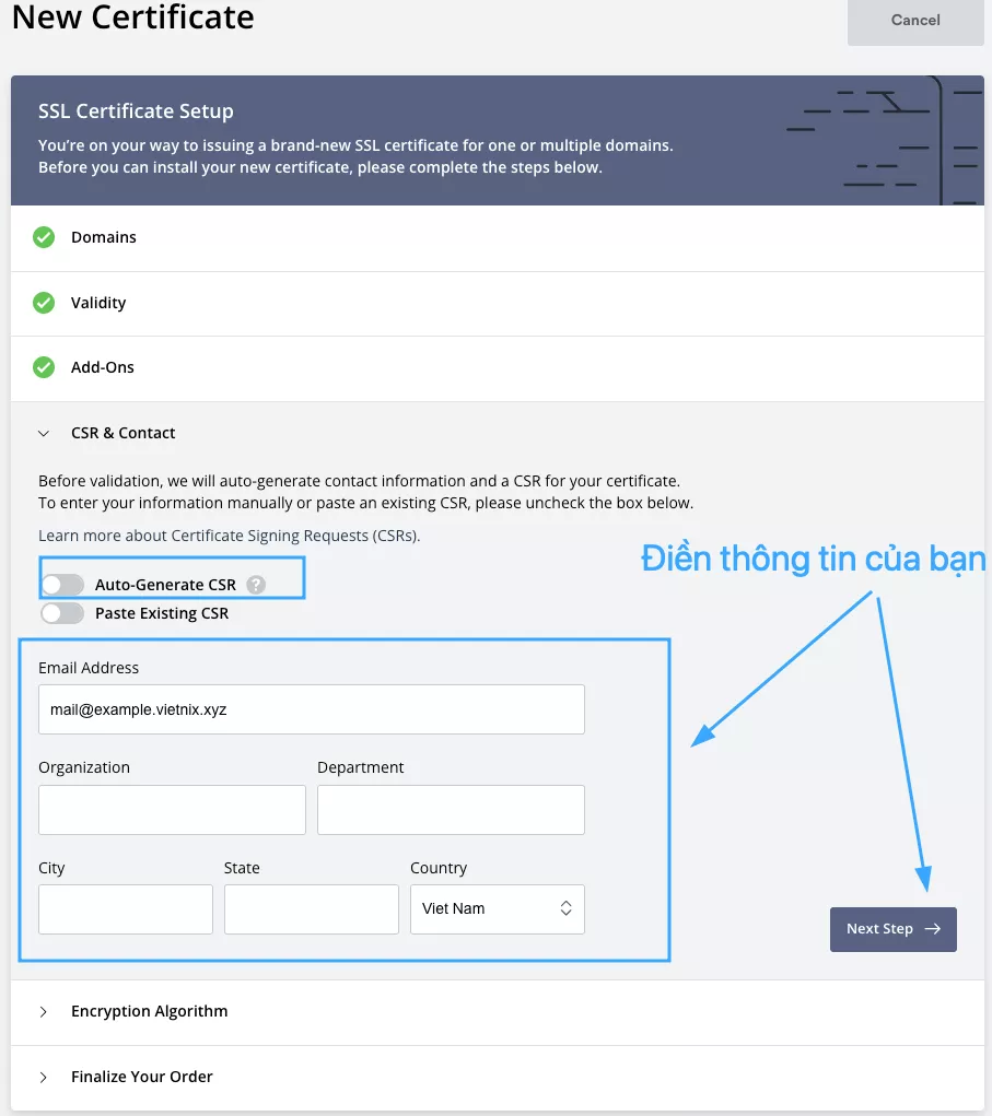 Điền thông tin của bạn