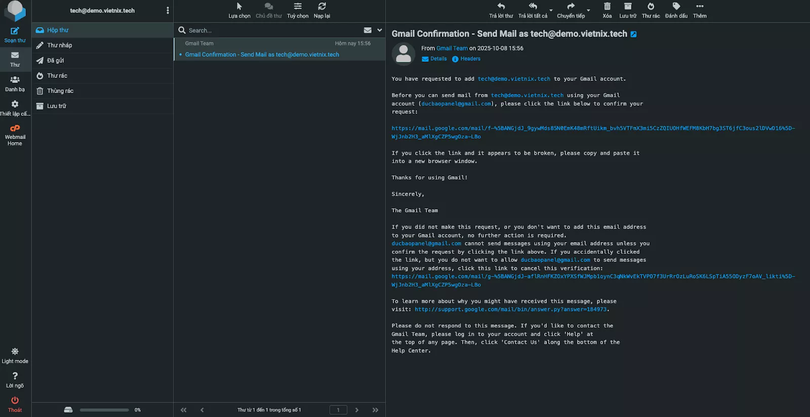 Nhấp vào đường link xác nhận 