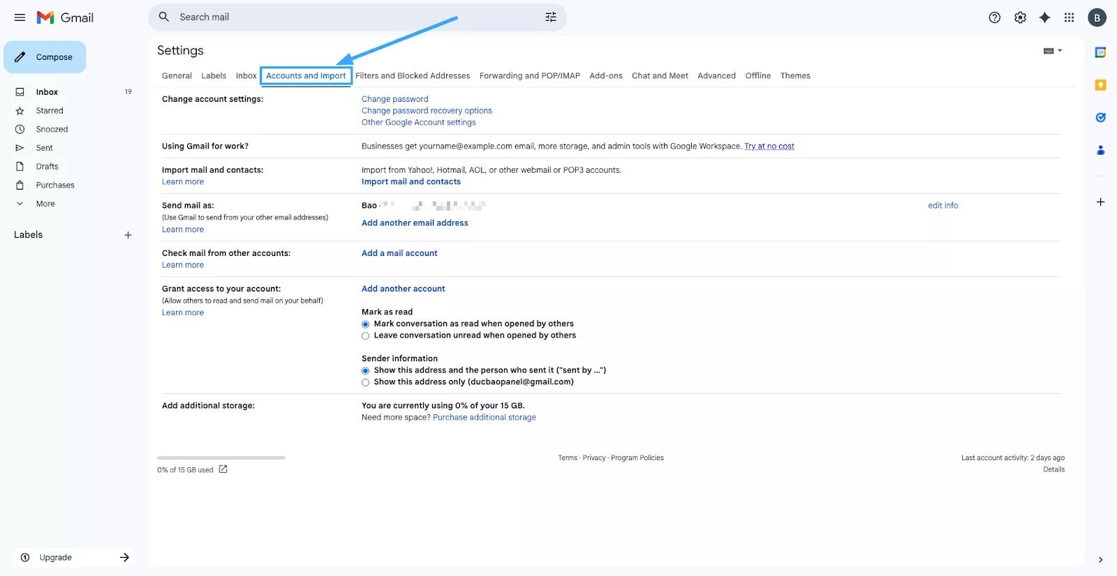 Truy cập vào mục Tài khoản và Nhập 