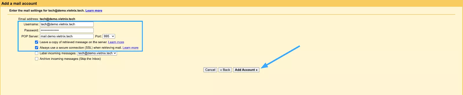 Chọn thêm tài khoản 