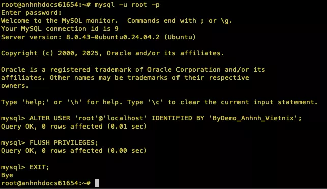 Đổi mật khẩu root qua Terminal