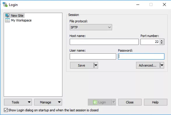 Cấu hình kết nối trong WinSCP