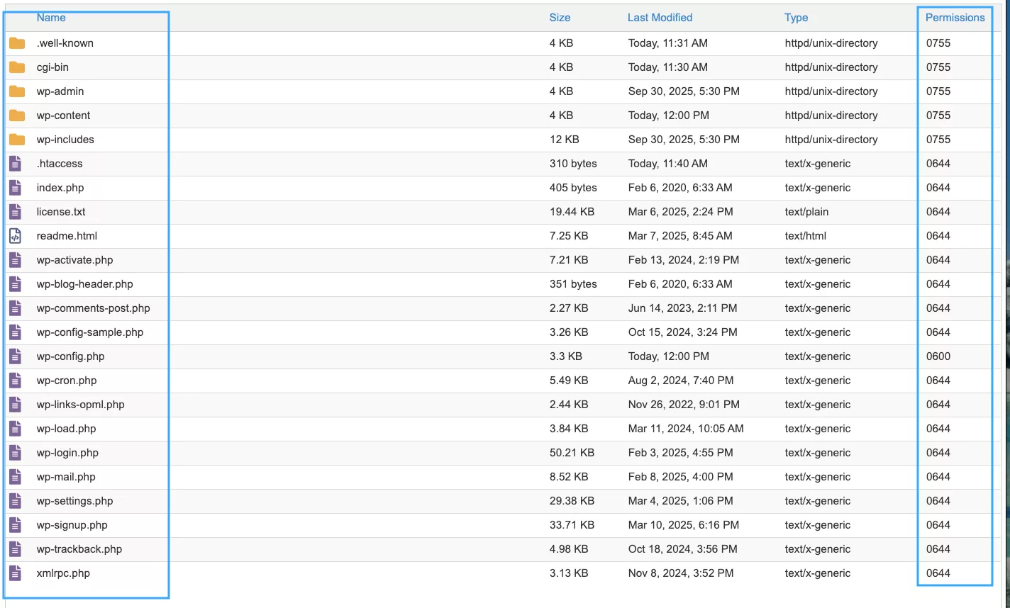 Thay đổi quyền trong giao diện trình quản lý file  