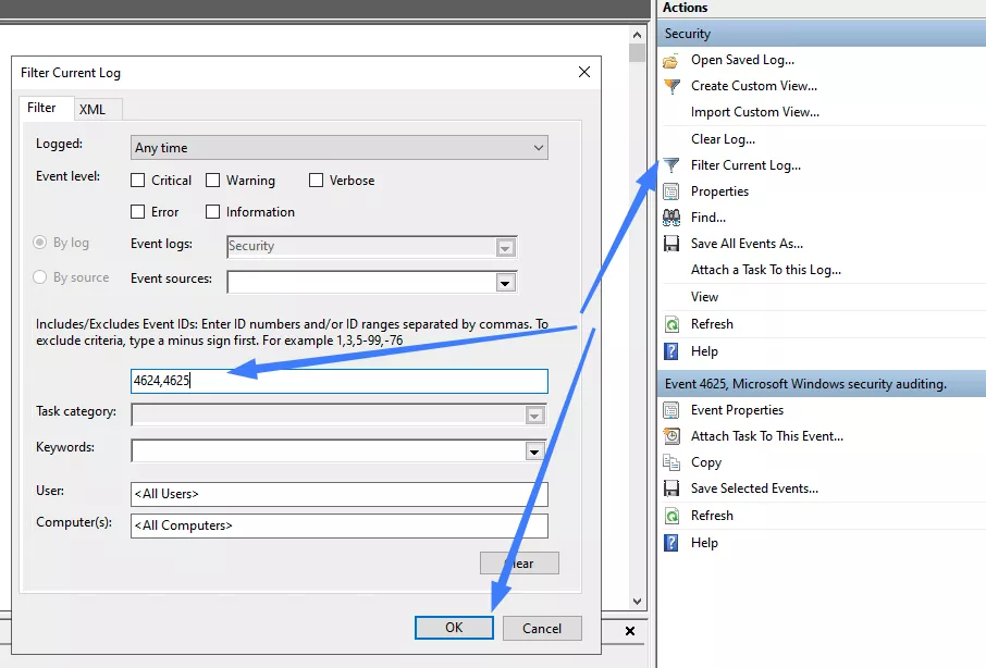 Sử dụng Event Viewer