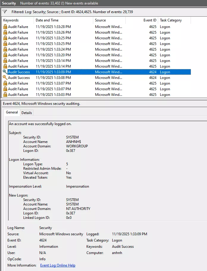 Dữ liệu quan trọng sẽ được hiển thị
