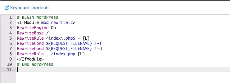 Dán nội dung file .htaccess chuẩn 