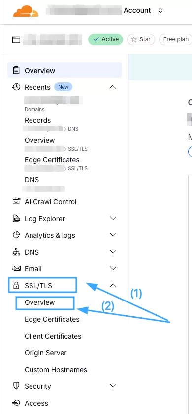 Chọn mục SSL/TLS, sau đó chọn Overview