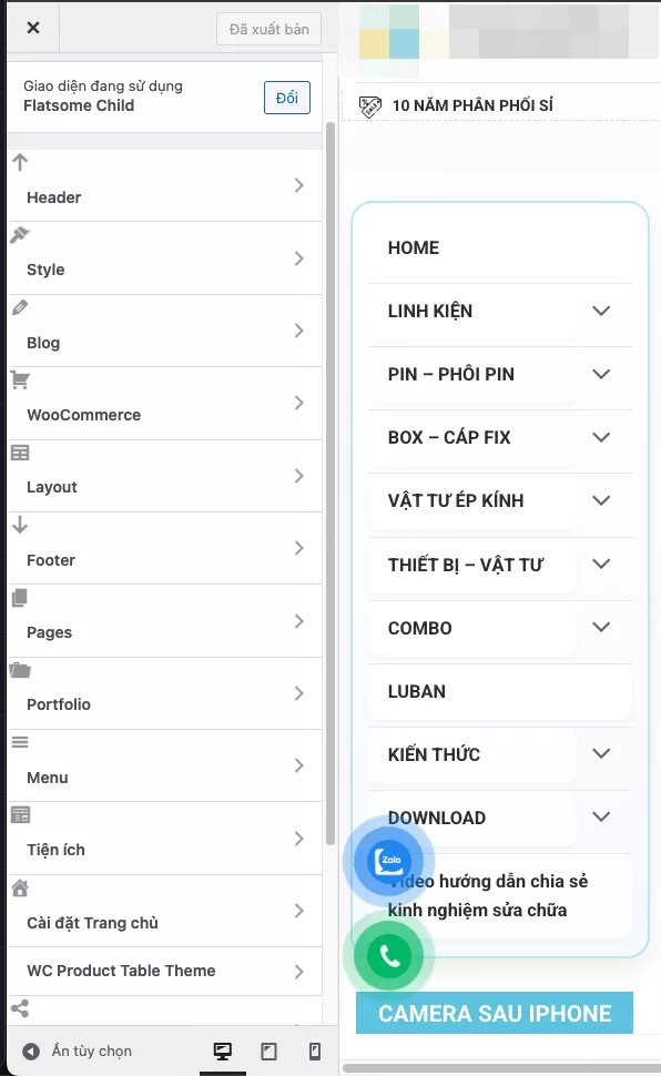Giao diện Tùy chỉnh của Flatsome