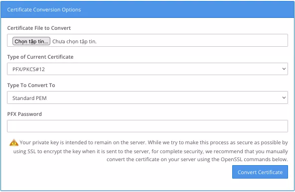 Tạo file PFX online