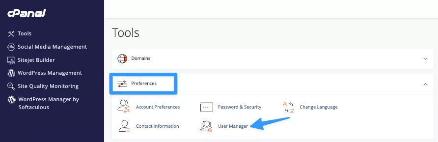 Truy cập User Manager